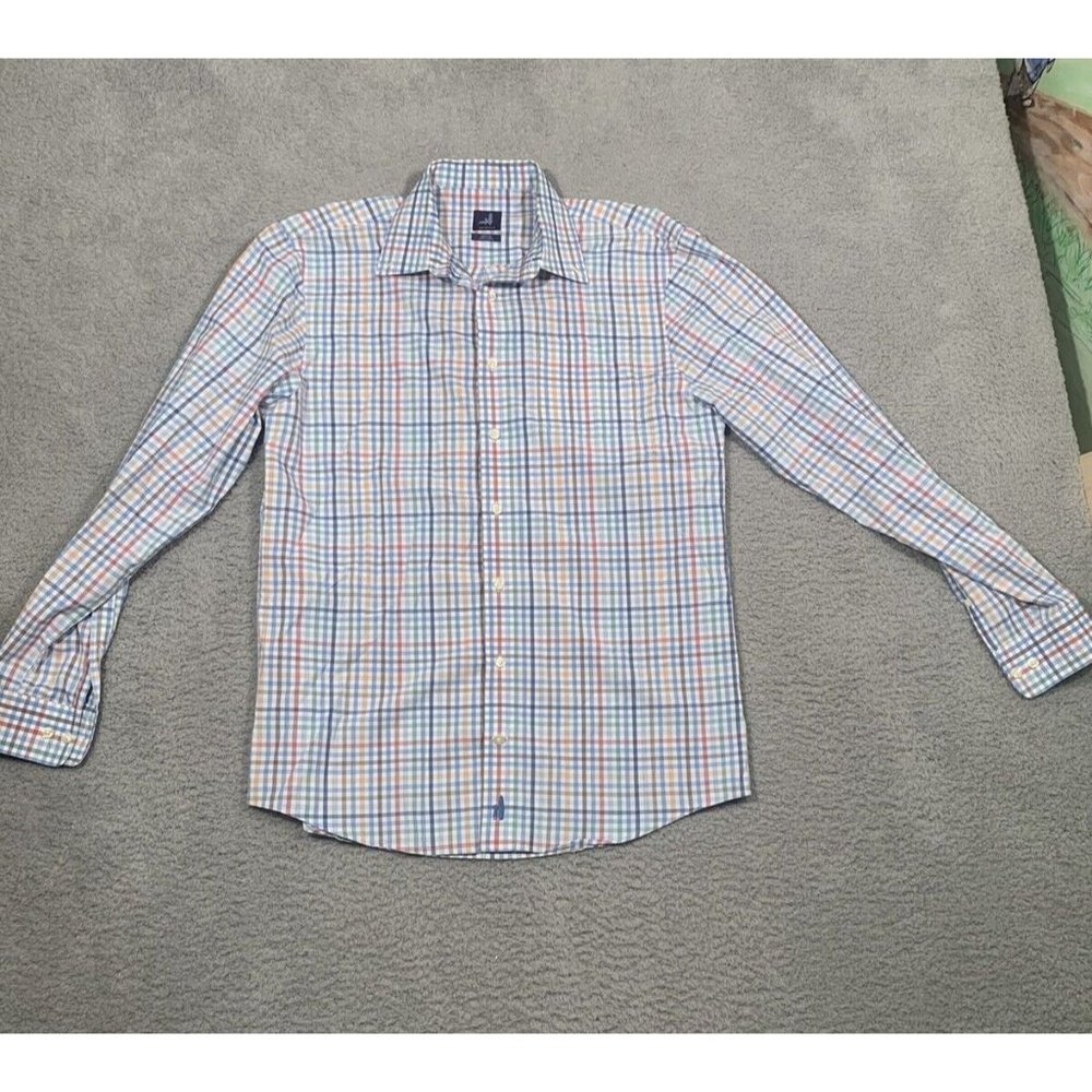 Johnnie O Men's Plaid Button Down Collared Cotton Shirt Medium‎ Santa Monica